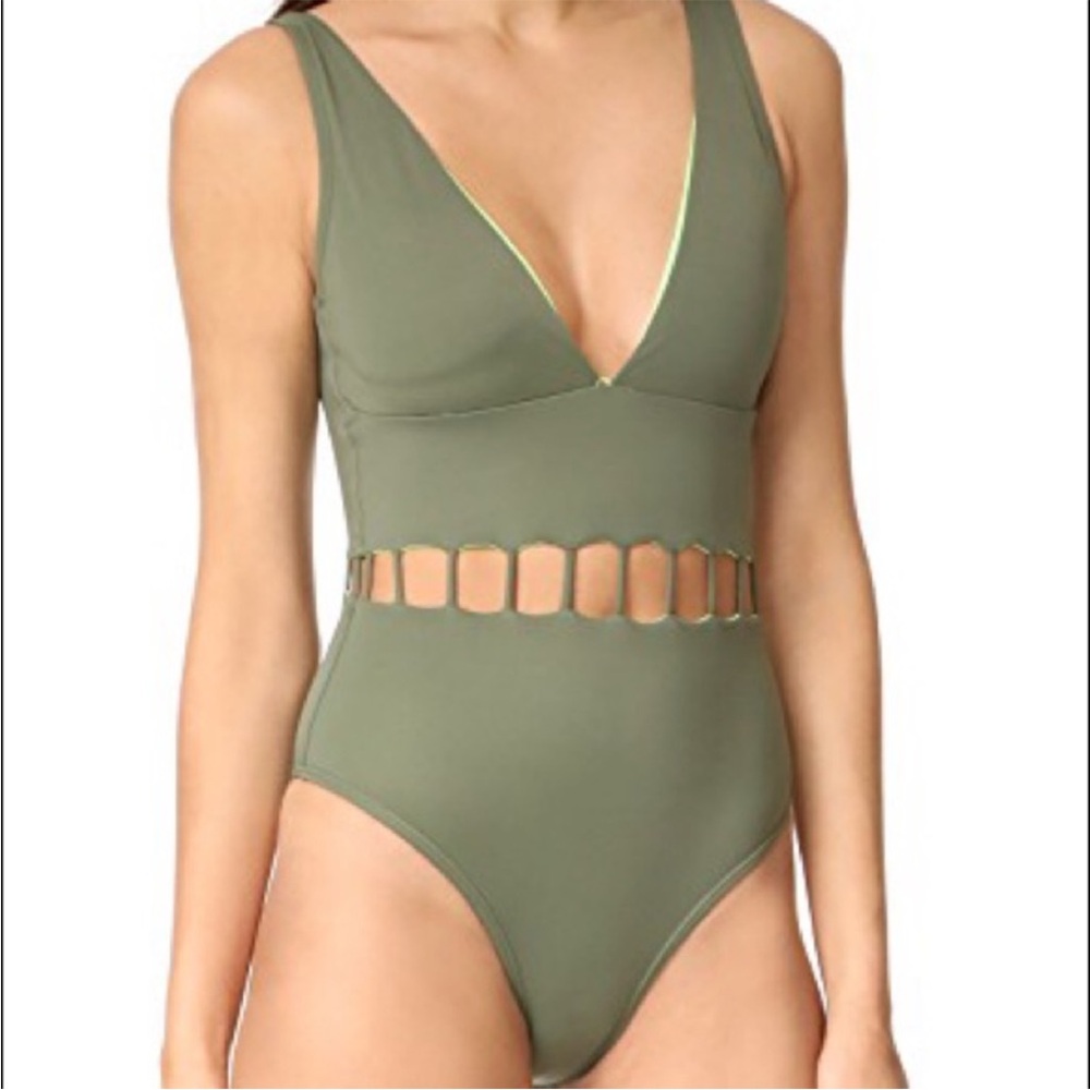 Peixoto Olive Green One-Piece Swimsuit with Cutout Design Size Medium Beach Pool